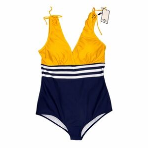 Yellow and Blue Women Swim One Piece